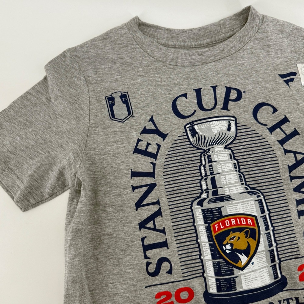 Kids Florida Panthers Stanley Cup‎ Champs T Shirt Gray Size M 10 12 NHL Hockey M